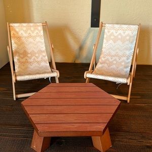 American Girl Kira’s lounge chairs and table